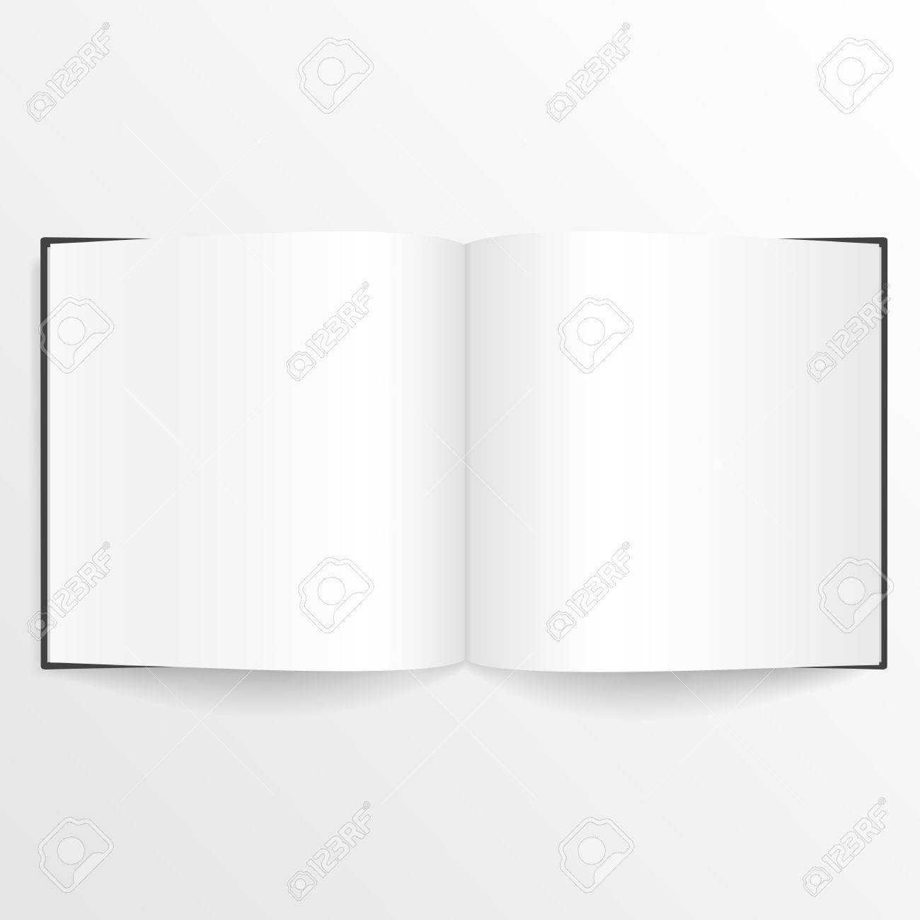 Opened Blank Book Or Magazine Spread Design Template With Cover. For Blank Magazine Spread Template