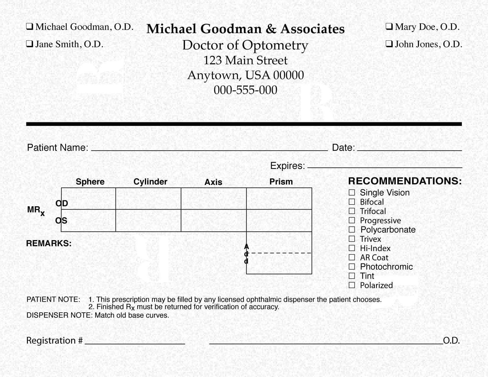 Optometrist's Prescription Pad | Eye Pad | Optometry Inside Blank Prescription Pad Template