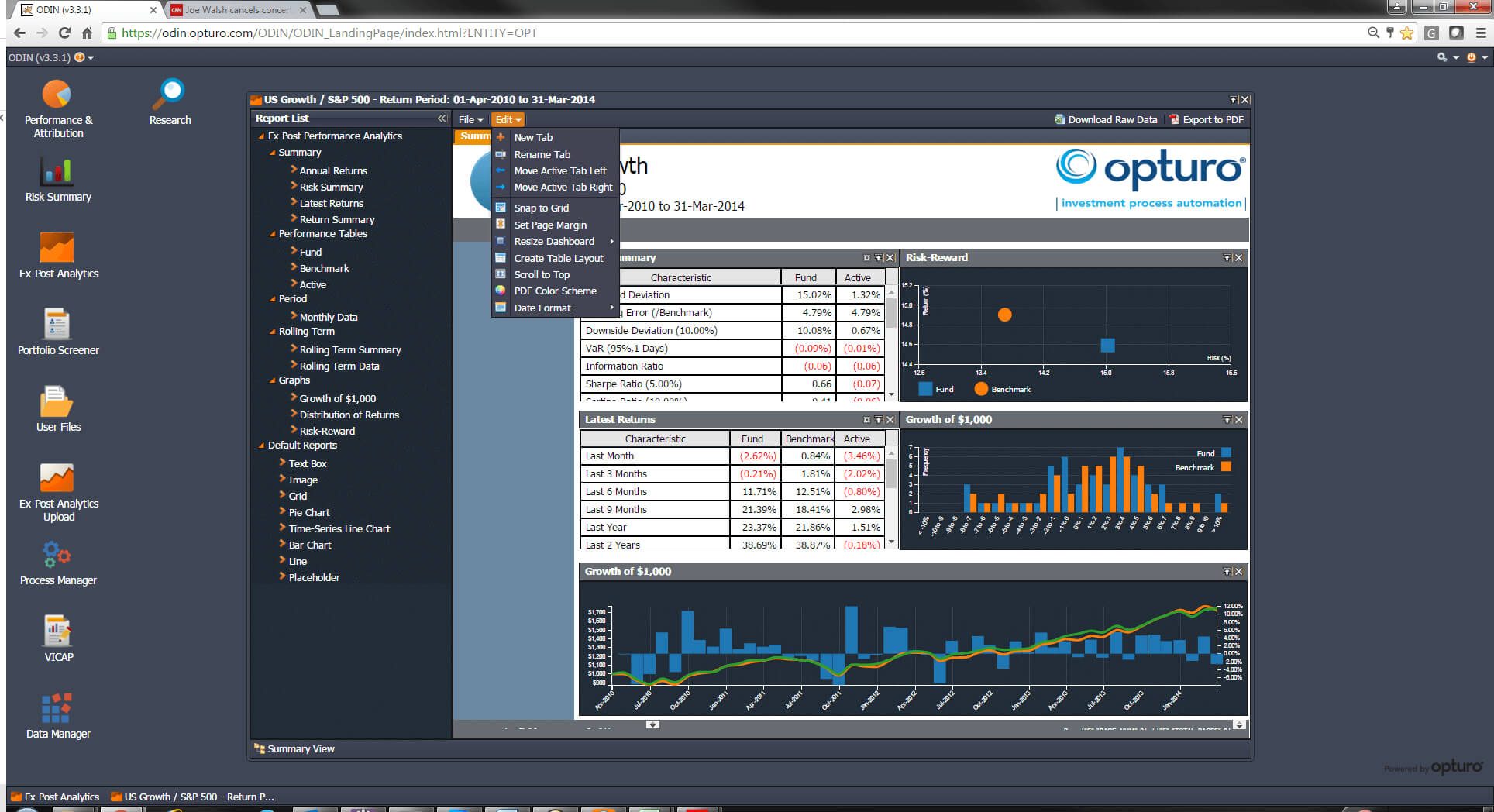 Opturo, Inc. - Performance & Attribution, Risk, Compositing Inside Report Builder Templates