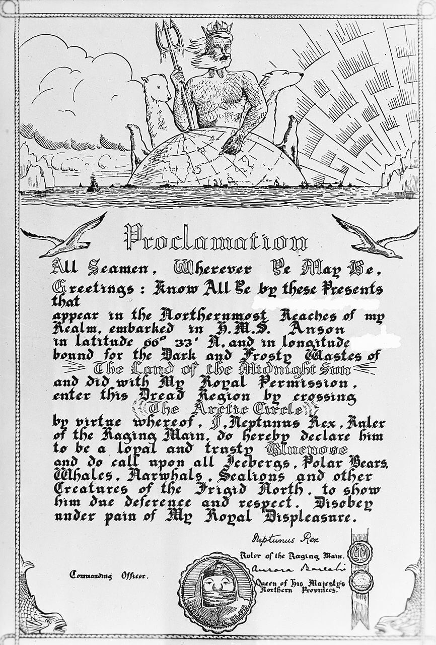 Order Of The Blue Nose' Certificate, Awarded To Sailors To Intended For Crossing The Line Certificate Template