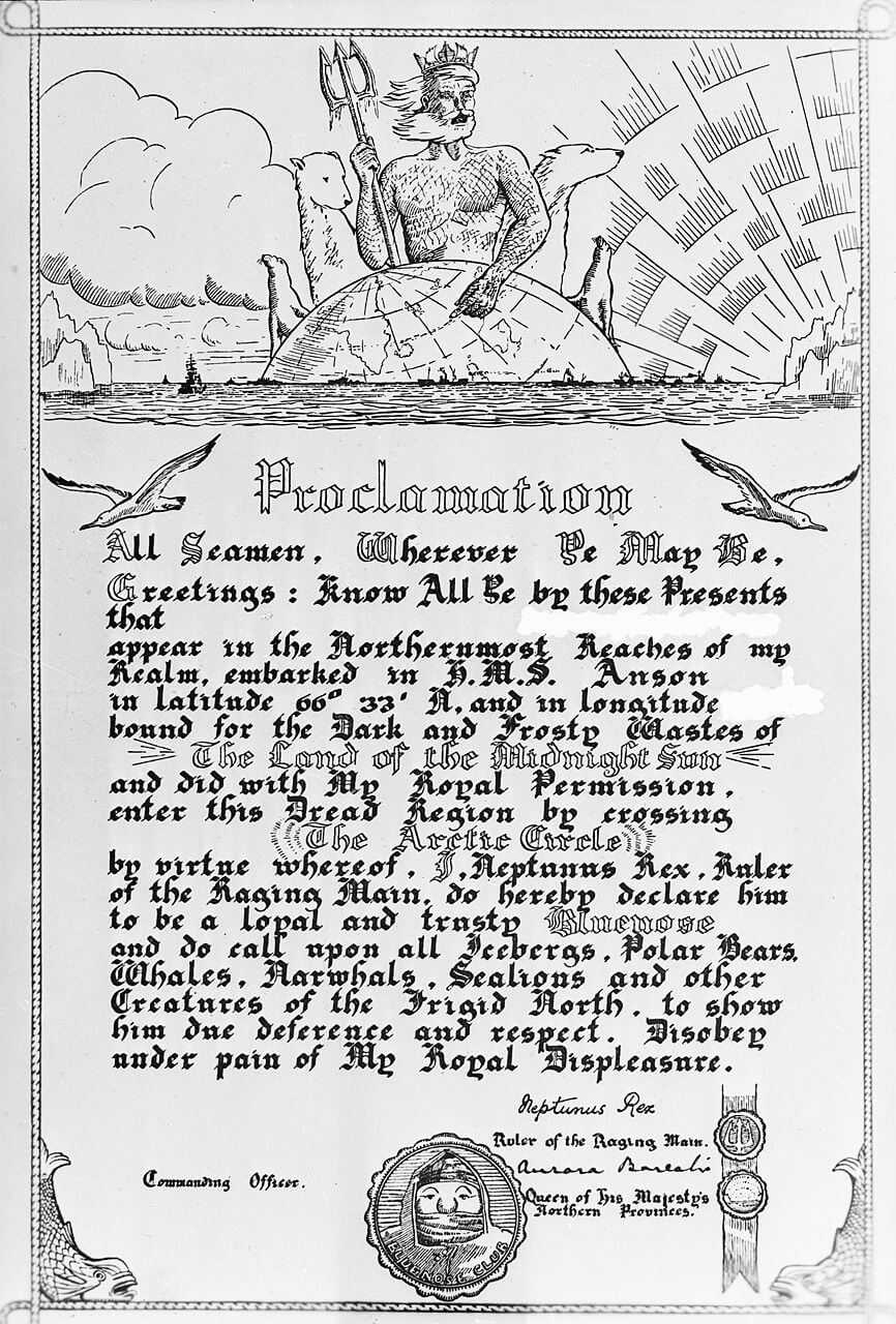 Order Of The Blue Nose' Certificate, Awarded To Sailors To Intended For Crossing The Line Certificate Template