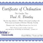 Ordination Certificate Template #7131 For Free Ordination Certificate Template