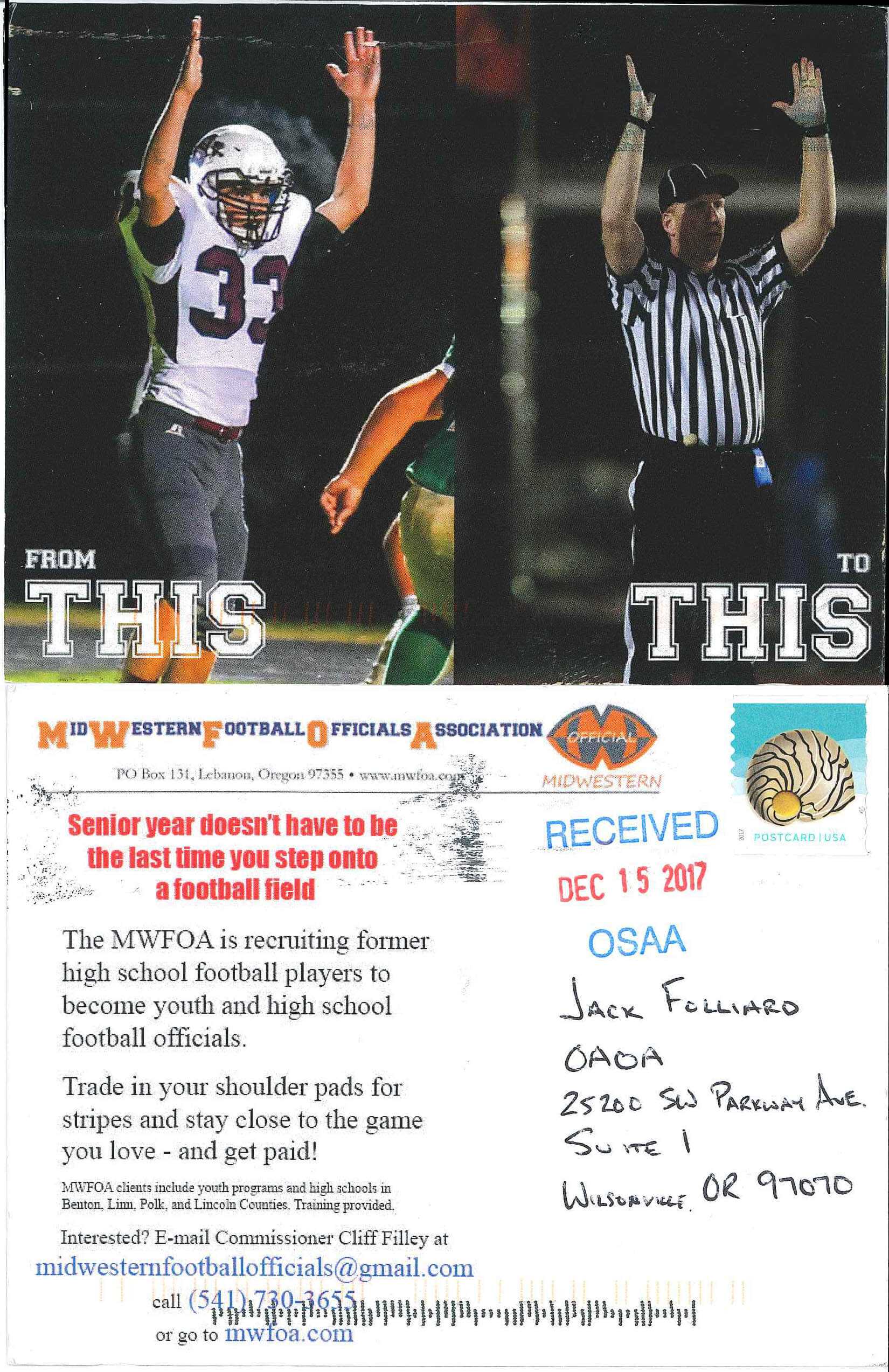 Osaa – Officials Regarding Football Referee Game Card Template