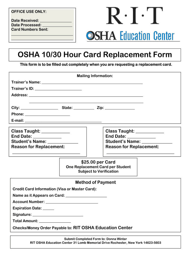 Osha 10 Card Template – Fill Online, Printable, Fillable Intended For Osha 10 Card Template