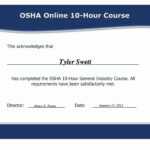 Osha 10 Certificate Template – Hizir.kaptanband.co Regarding Osha 10 Card Template