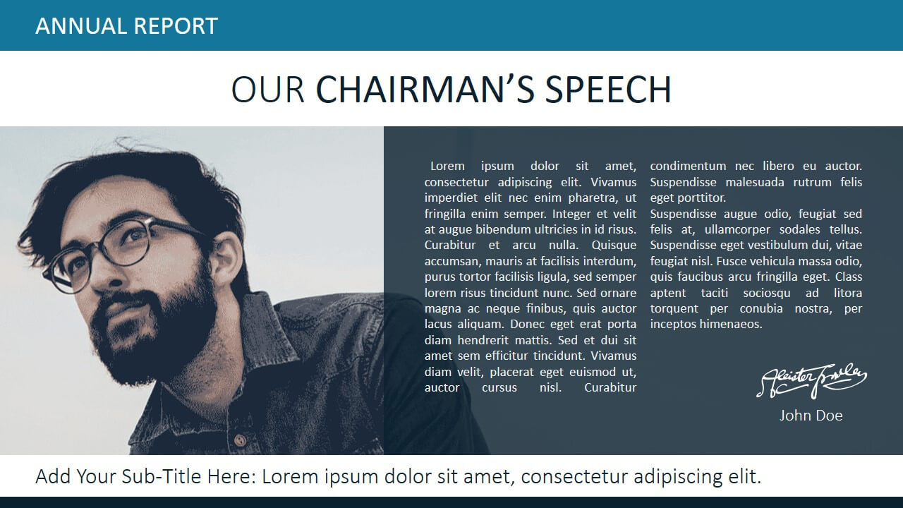 Our Chairman Message Powerpoint Template – Slidemodel For Chairman's Annual Report Template