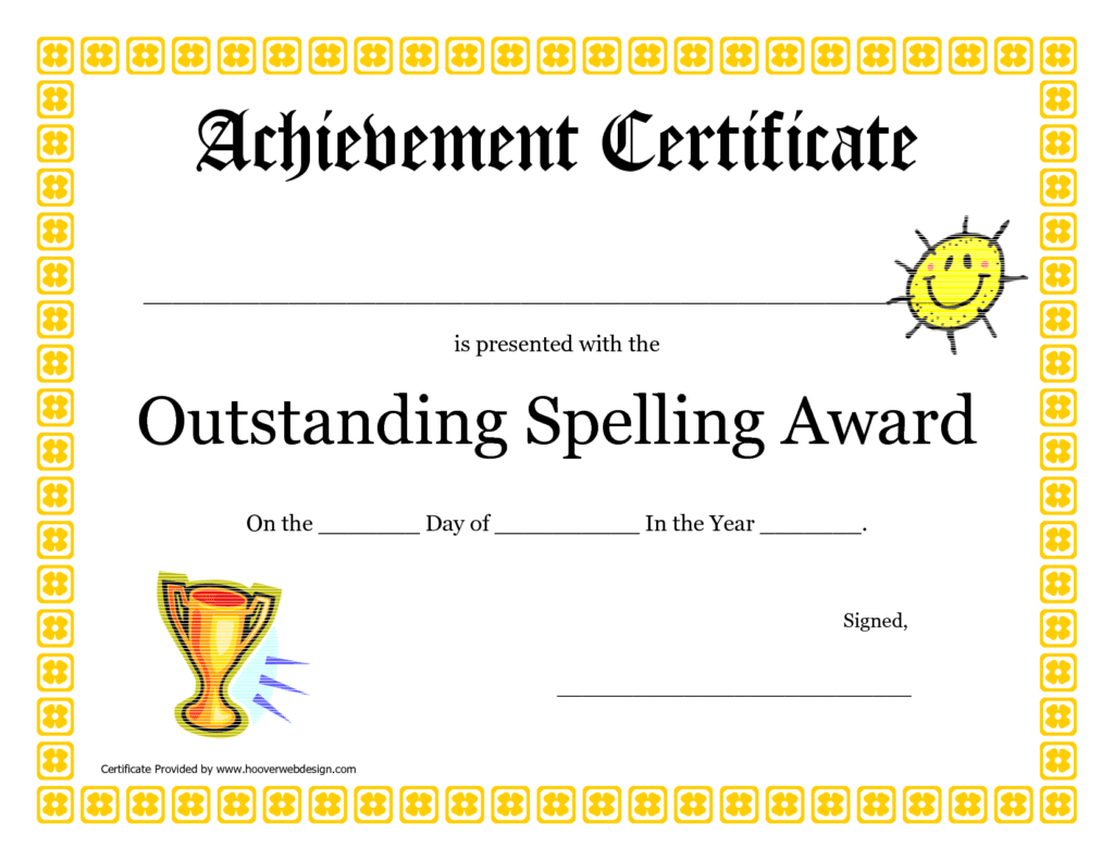 Spelling Bee Award Certificate Template Atlantaauctionco Spelling Bee Award Certificate Template Atlantaauctionco