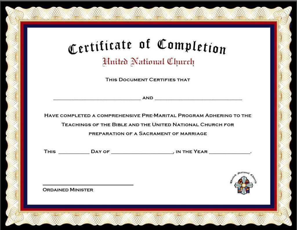 Pack Of 4 Marriage Counseling Completion Certificates For Premarital Counseling Certificate Of Completion Template