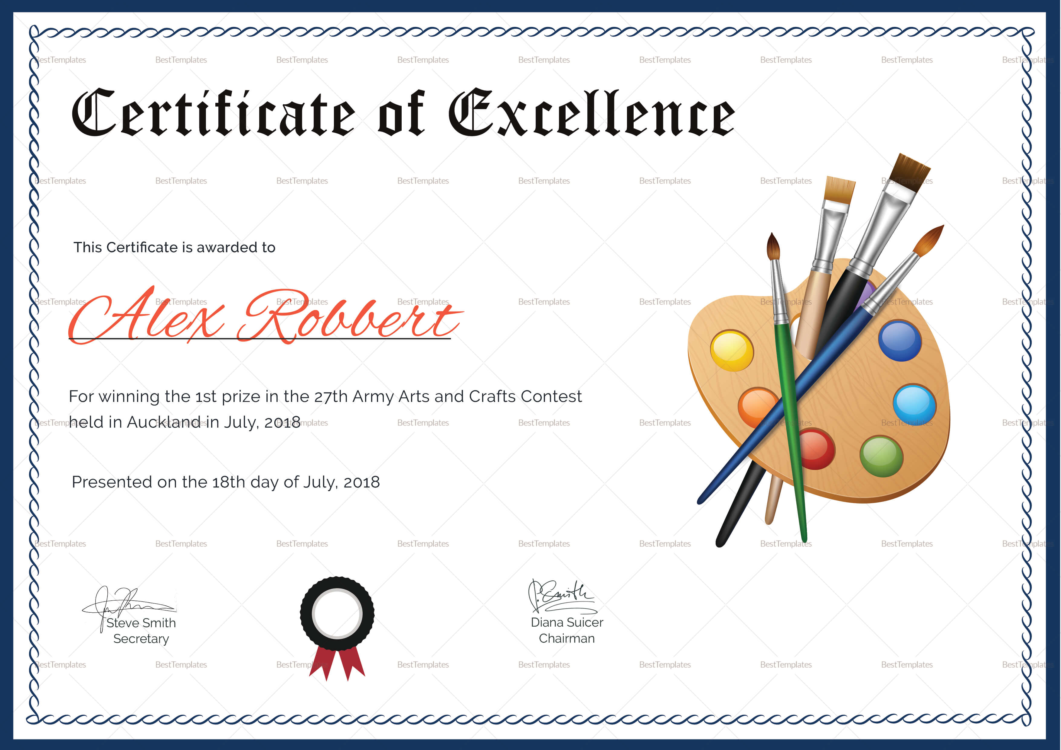 Painting Award Certificate Template For Award Certificate Design Template
