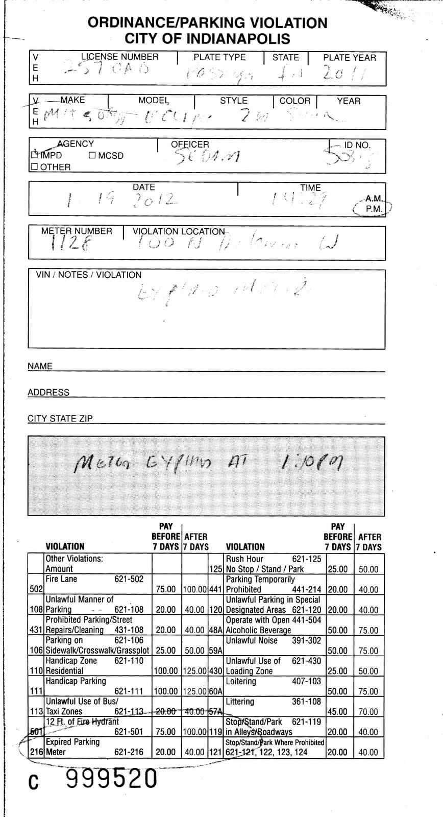 Parking Violation Ticket Template – Www.hpcr.tk In Blank Speeding Ticket Template