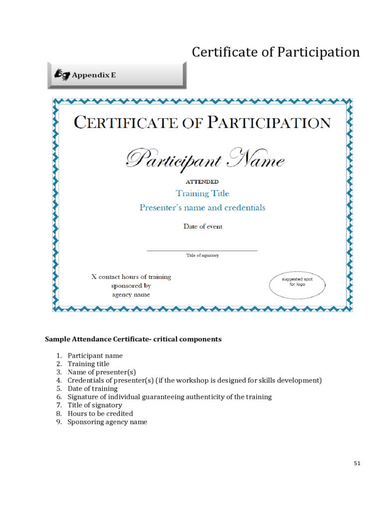 Participation Certificate – 6 Free Templates In Pdf, Word With Certificate Of Participation Template Pdf