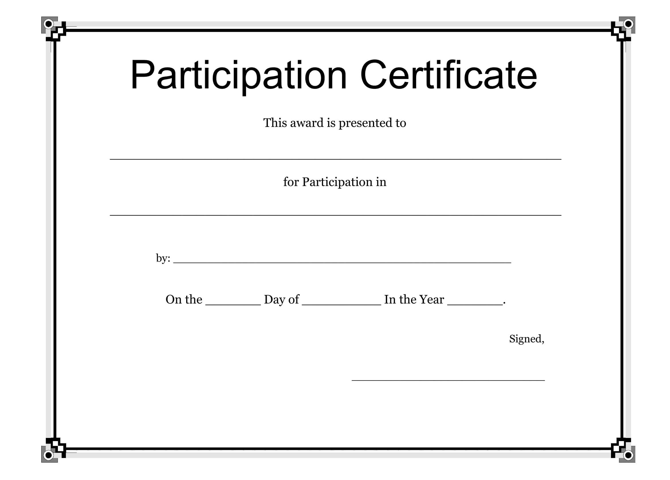 Participation Certificate Template - Free Download With Regard To Certification Of Participation Free Template