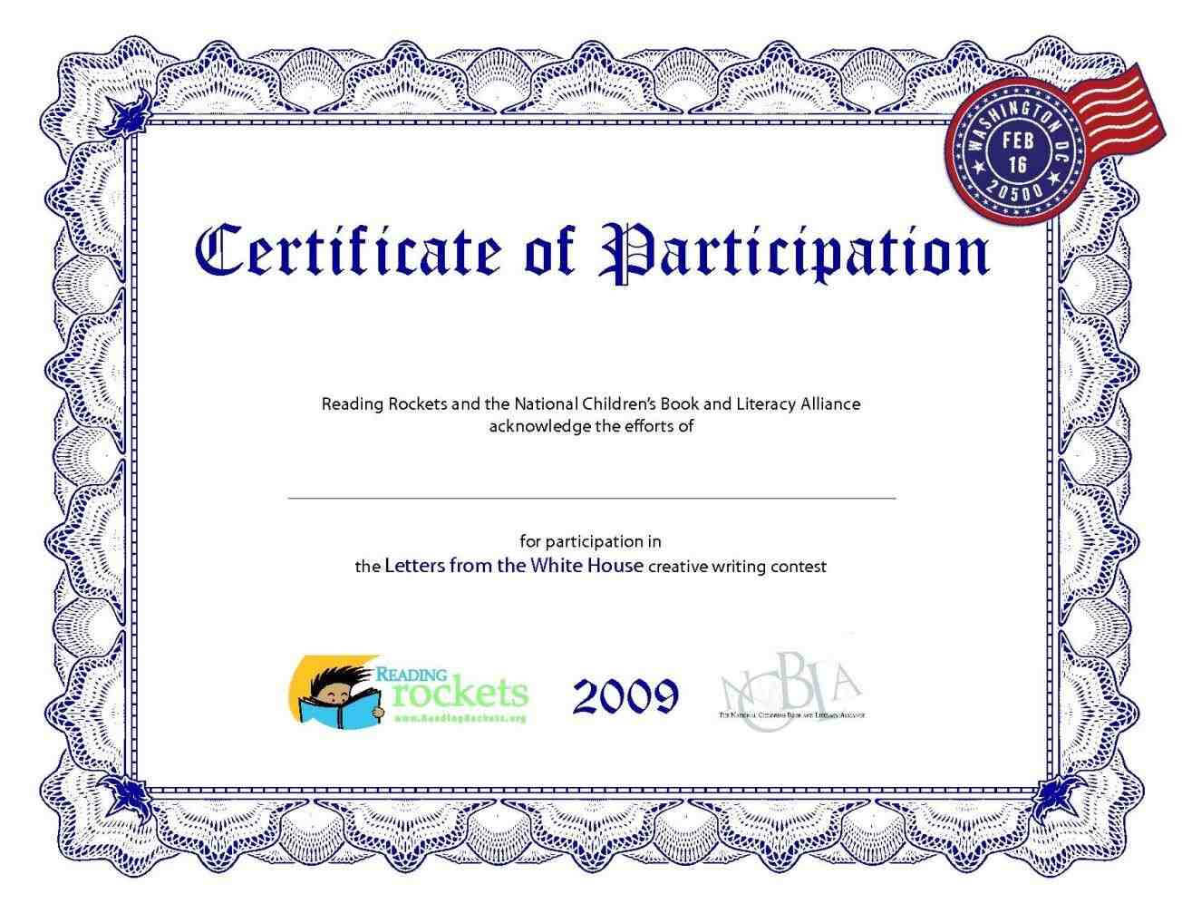 Participation Certificate Template Word Pertaining To Certificate Of Participation Word Template