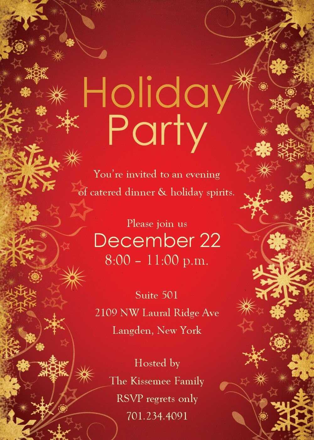 Party Invitations: Christmas Party Invitation Template inside Free Christmas Invitation Templates For Word