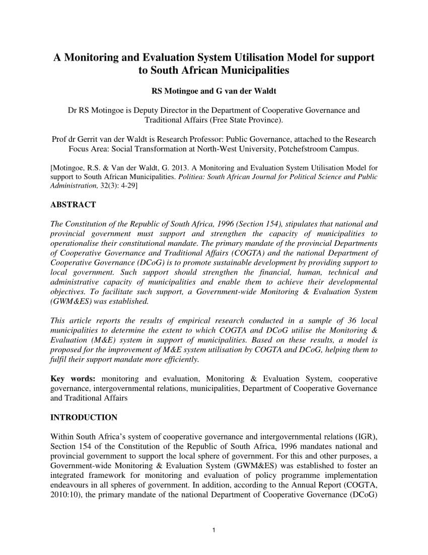 Pdf) A Monitoring And Evaluation System Utilisation Model Inside M&amp;e Report Template