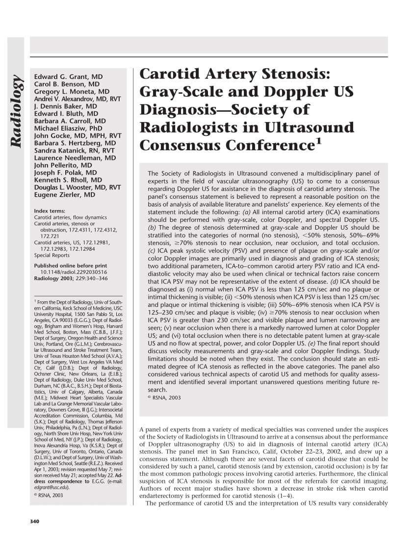 Pdf) Carotid Artery Stenosis: Gray Scale And Doppler Us Intended For Carotid Ultrasound Report Template