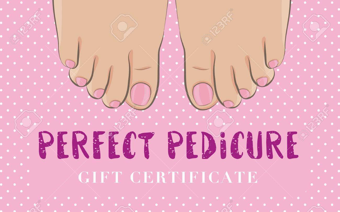 Pedicure Gift Certificate For A Nail Salon. Cute Feminine Design.. With Regard To Nail Gift Certificate Template Free