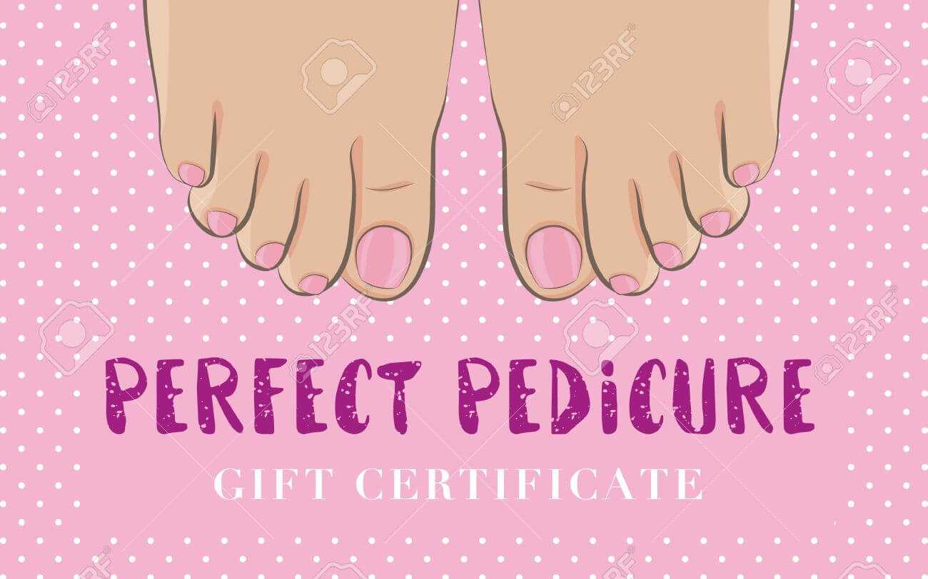 Pedicure Gift Certificate For A Nail Salon. Cute Feminine Design.. With Regard To Nail Gift Certificate Template Free