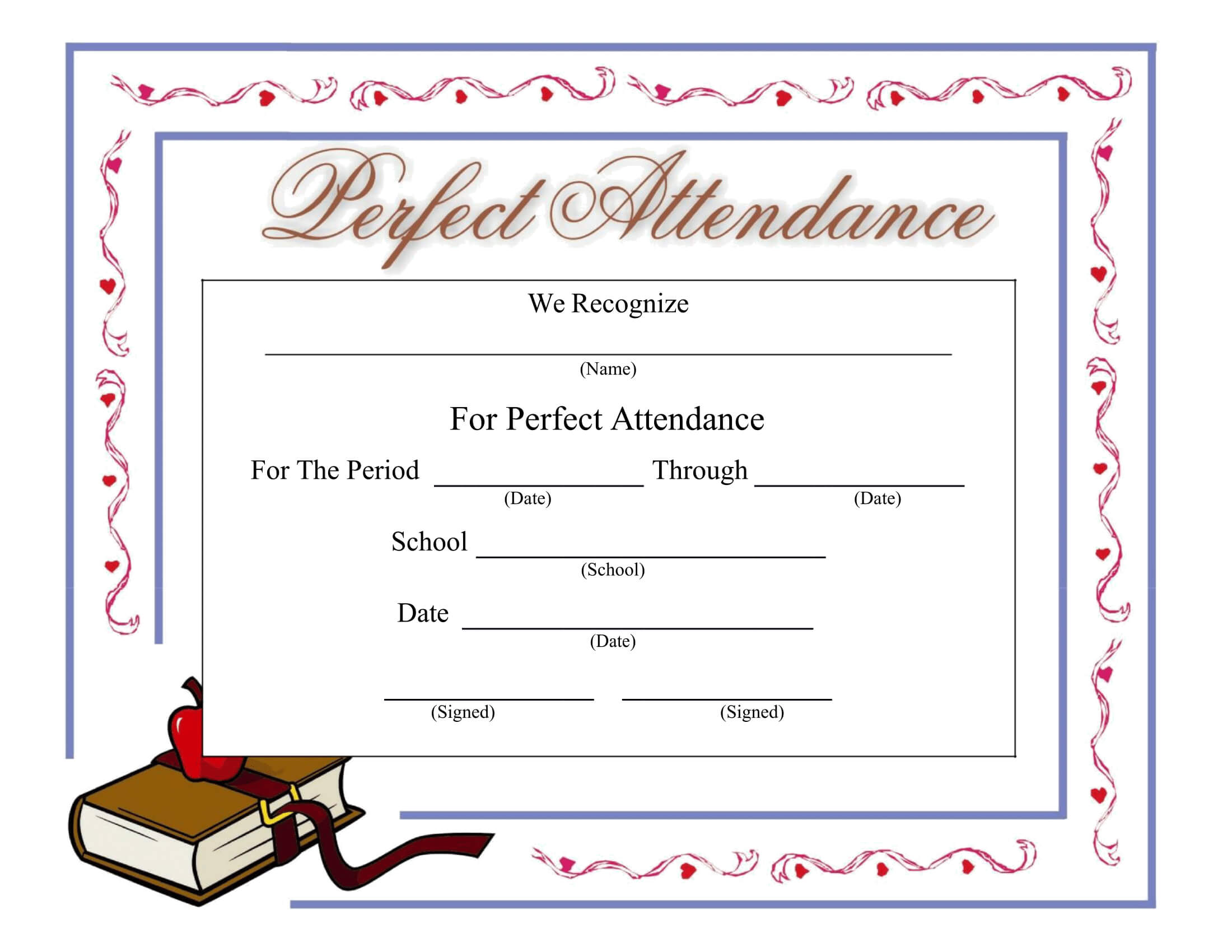 Perfect Attendance Certificate - Download A Free Template within Perfect Attendance Certificate Free Template