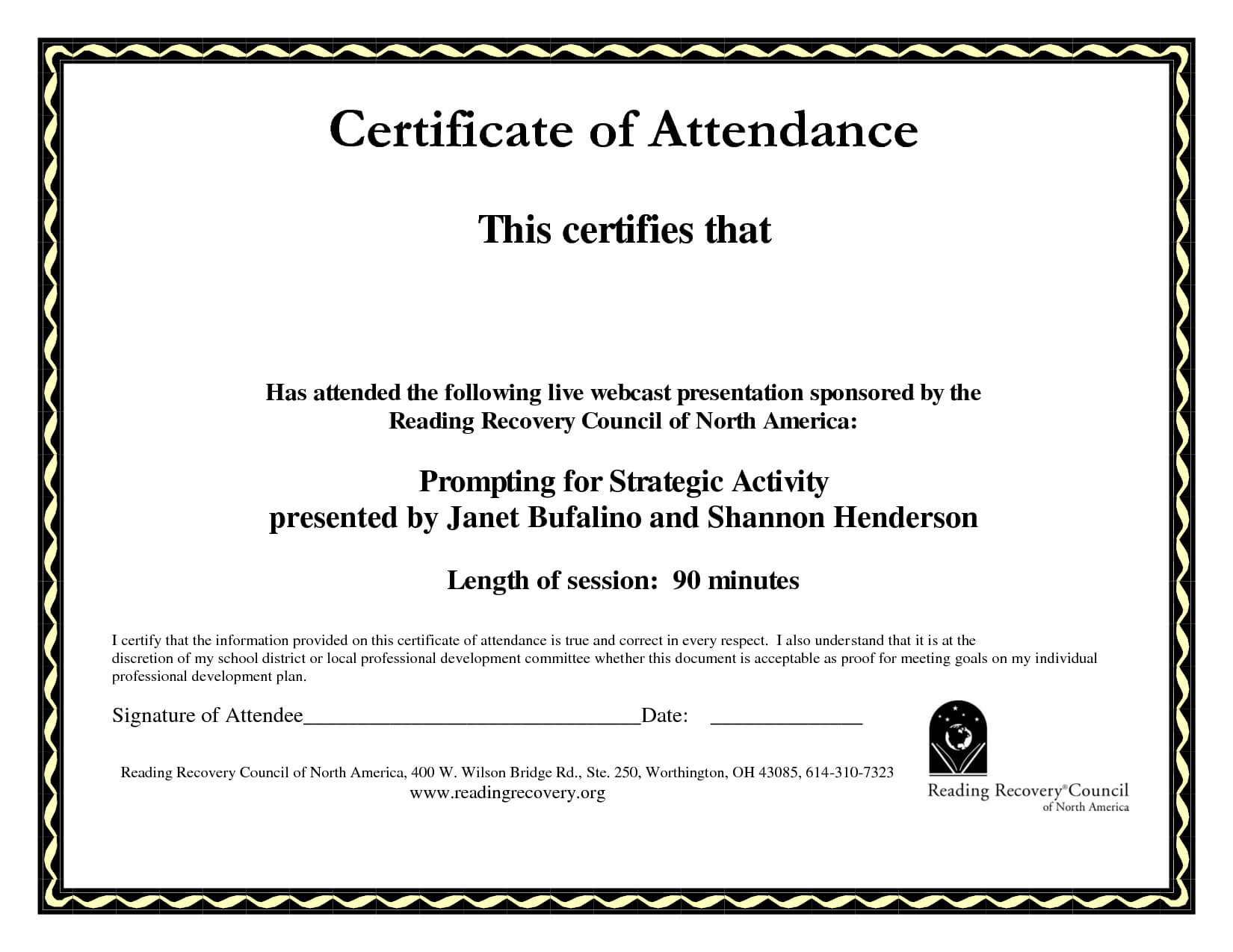 Perfect Attendance Certificate Template Word With Certificate Of Attendance Conference Template