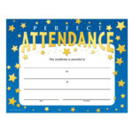 Perfect Attendance Stars Design Gold Foil Stamped Certificate Regarding Perfect Attendance Certificate Template
