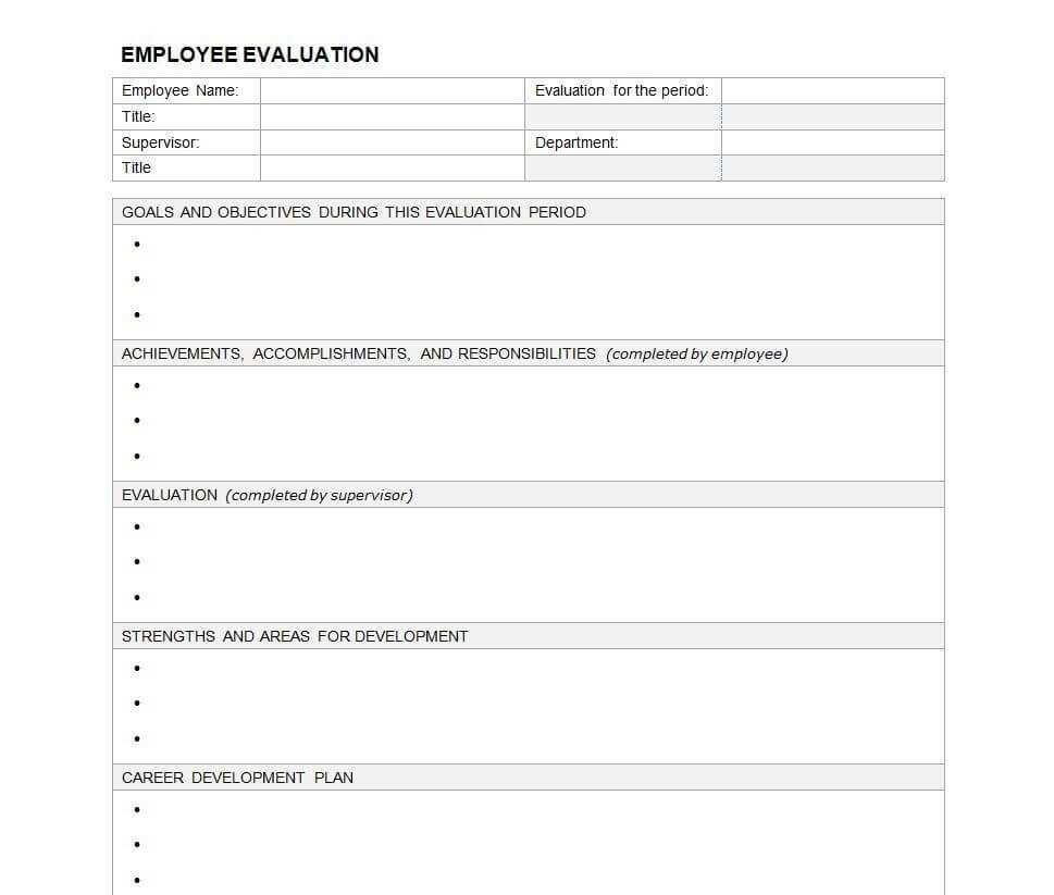 Performance Evaluation Template | Human Resource | Employee For Blank Evaluation Form Template