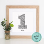 Personalised 1St Anniversary Gift – Word Art – Printable Throughout Anniversary Card Template Word