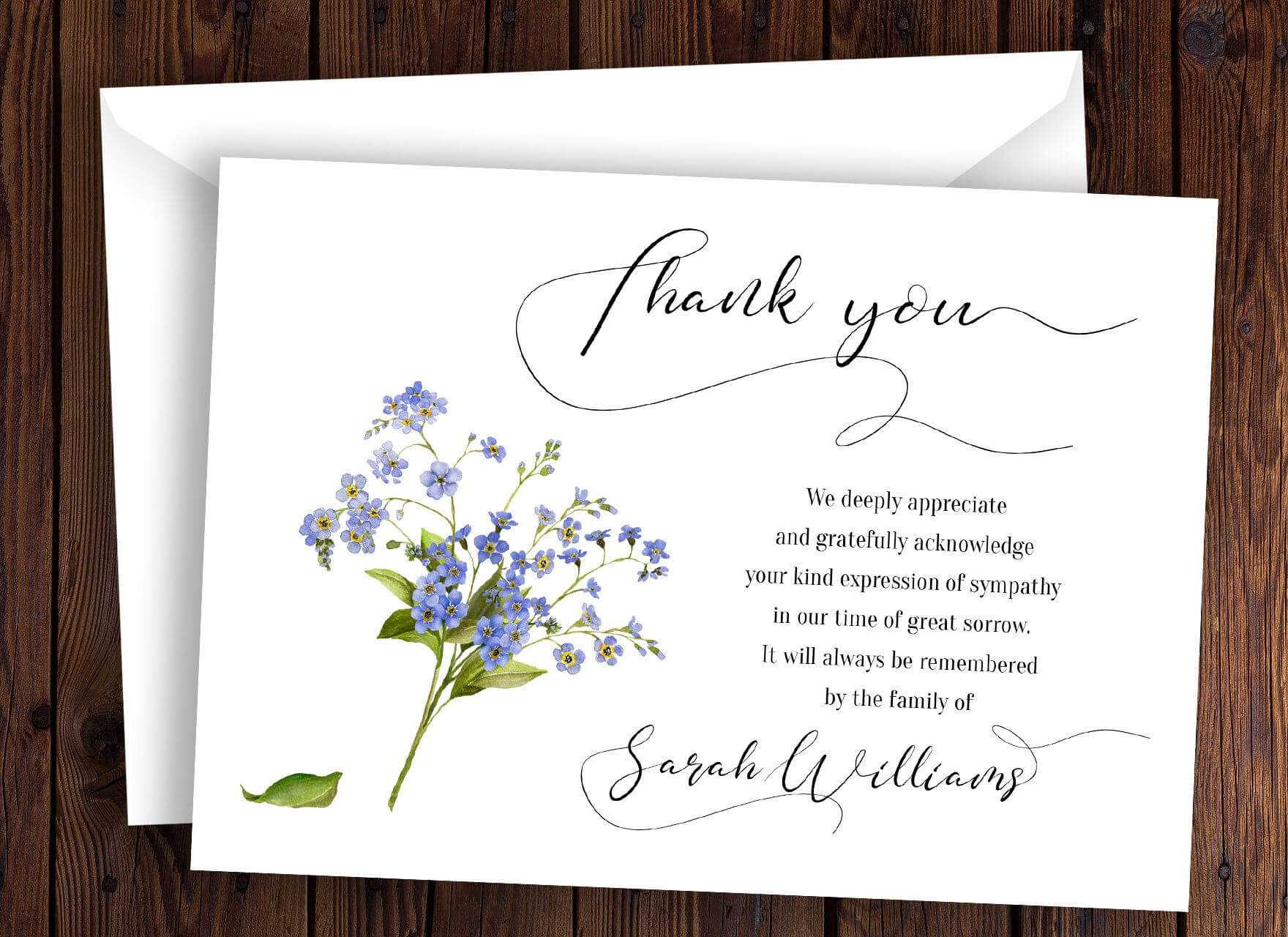 Personalized Funeral Thank You Card Sympathy Thank You Card Regarding Sympathy Thank You Card Template