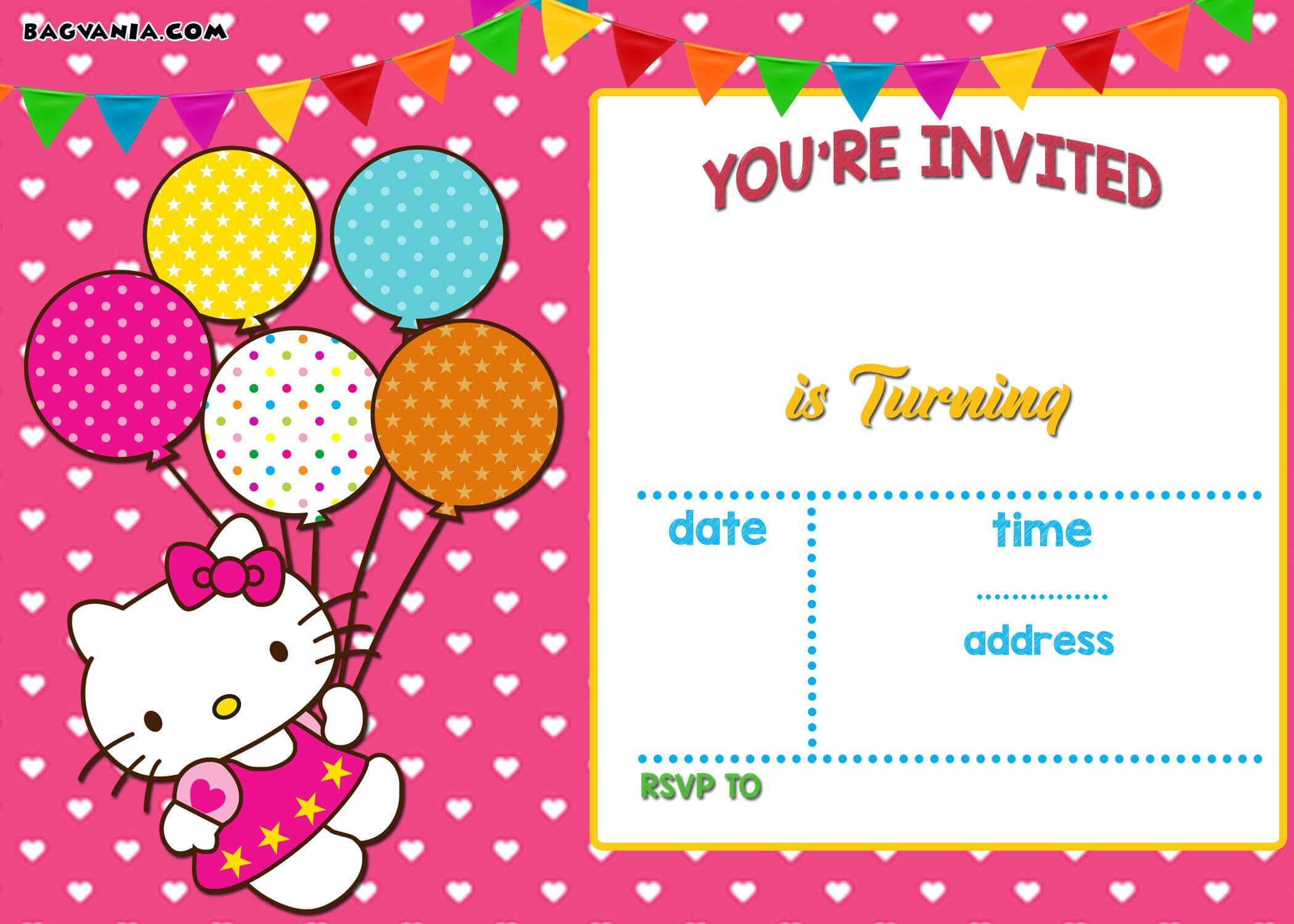 Personalized Hello Kitty Birthday Invitations – | Ayeza's Inside Hello Kitty Birthday Banner Template Free