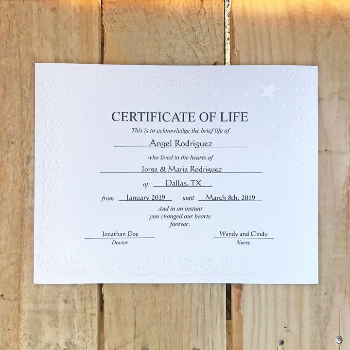 Personalized Miscarriage Certificate Of Life In Build A Bear Birth Certificate Template