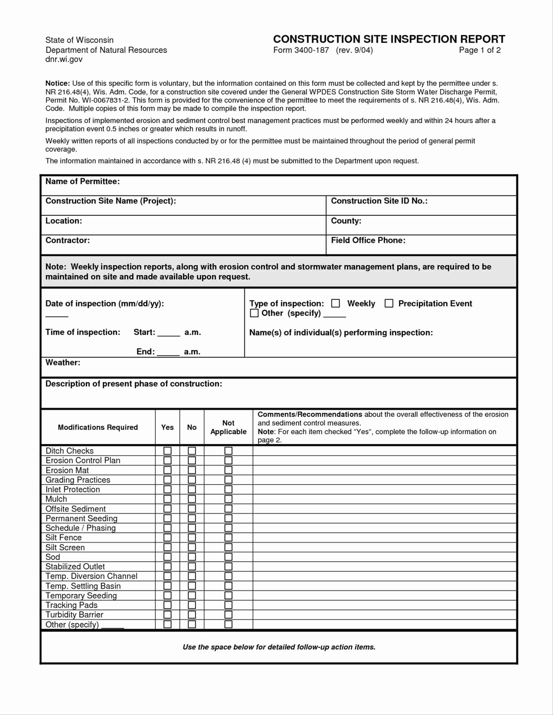 Pest Control Checklist Site Inspection Form Template Best Inside Gmp Audit Report Template