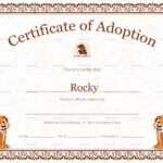 Pet Adoption Certificate Template With Pet Adoption Certificate Template