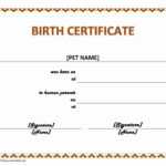 Pet Birth Certificate Maker | Pet Birth Certificate For Word for Birth Certificate Template For Microsoft Word
