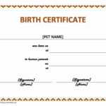 Pet Birth Certificate Maker | Pet Birth Certificate For Word Intended For Baby Doll Birth Certificate Template