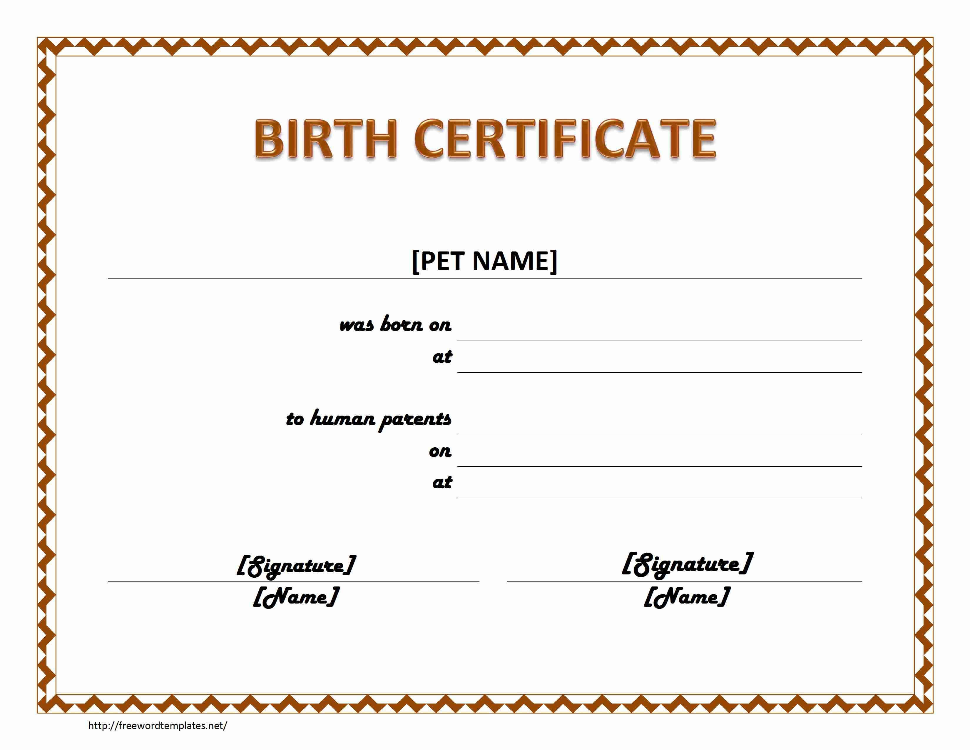 Pet Birth Certificate Maker | Pet Birth Certificate For Word Regarding Editable Birth Certificate Template