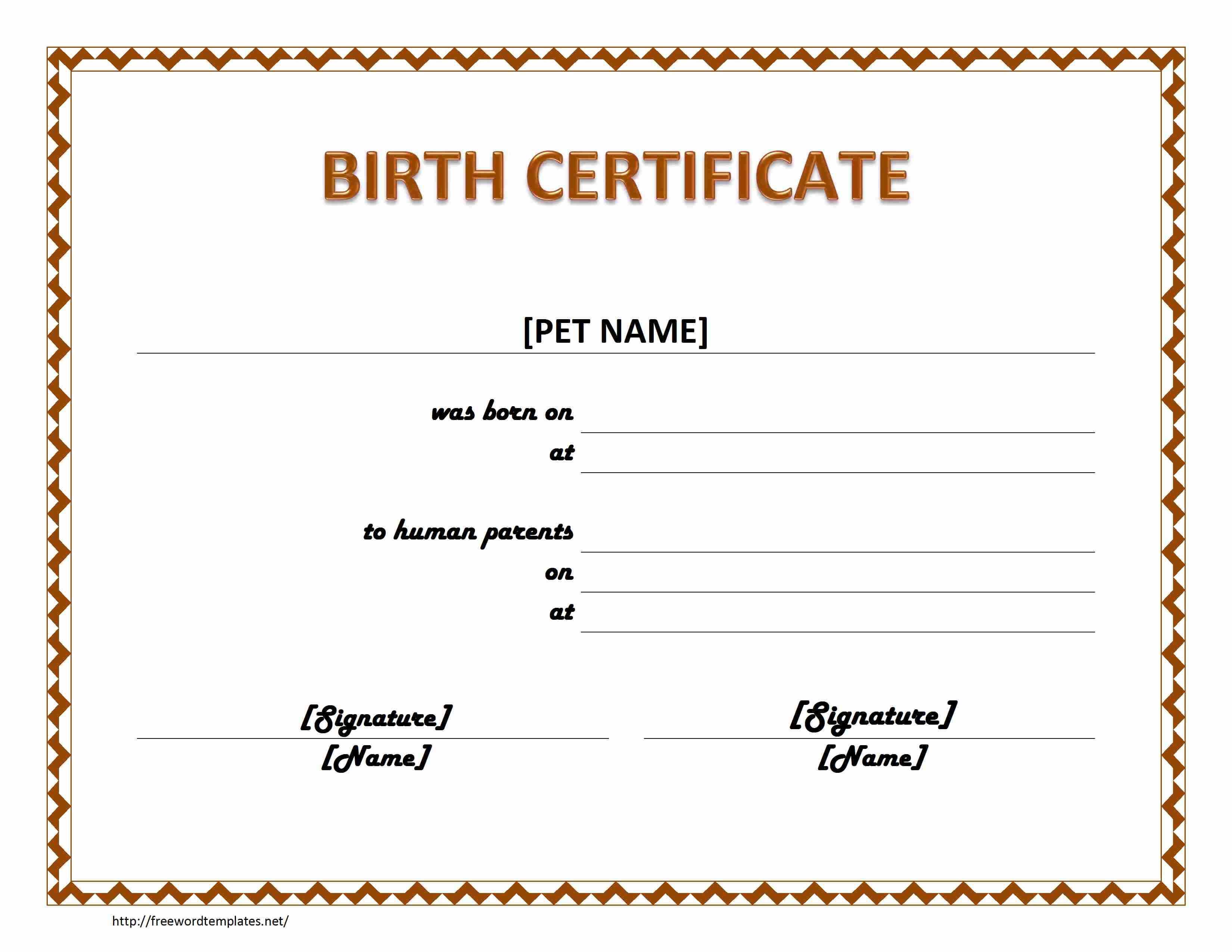 Pet Birth Certificate Maker | Pet Birth Certificate For Word Throughout Girl Birth Certificate Template