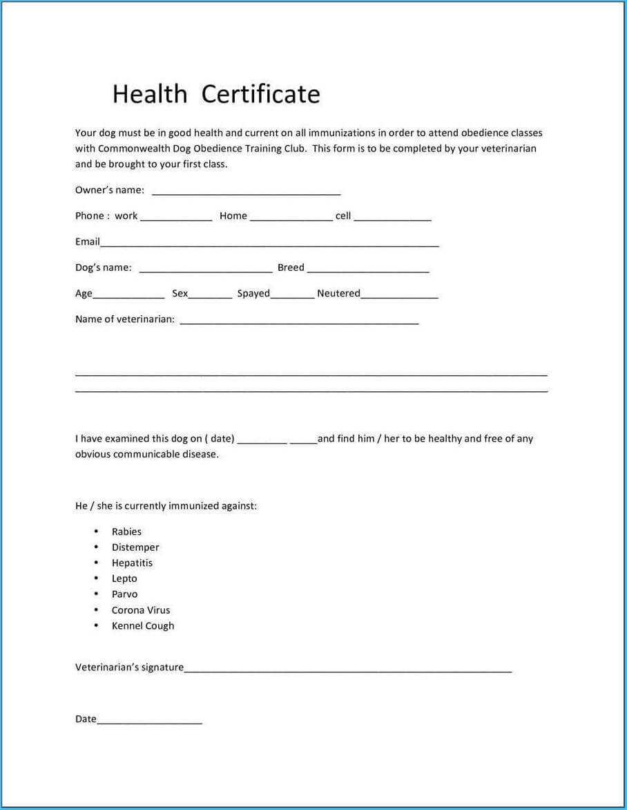 Pet Health Certificate Template #7127 Within Veterinary Health Certificate Template