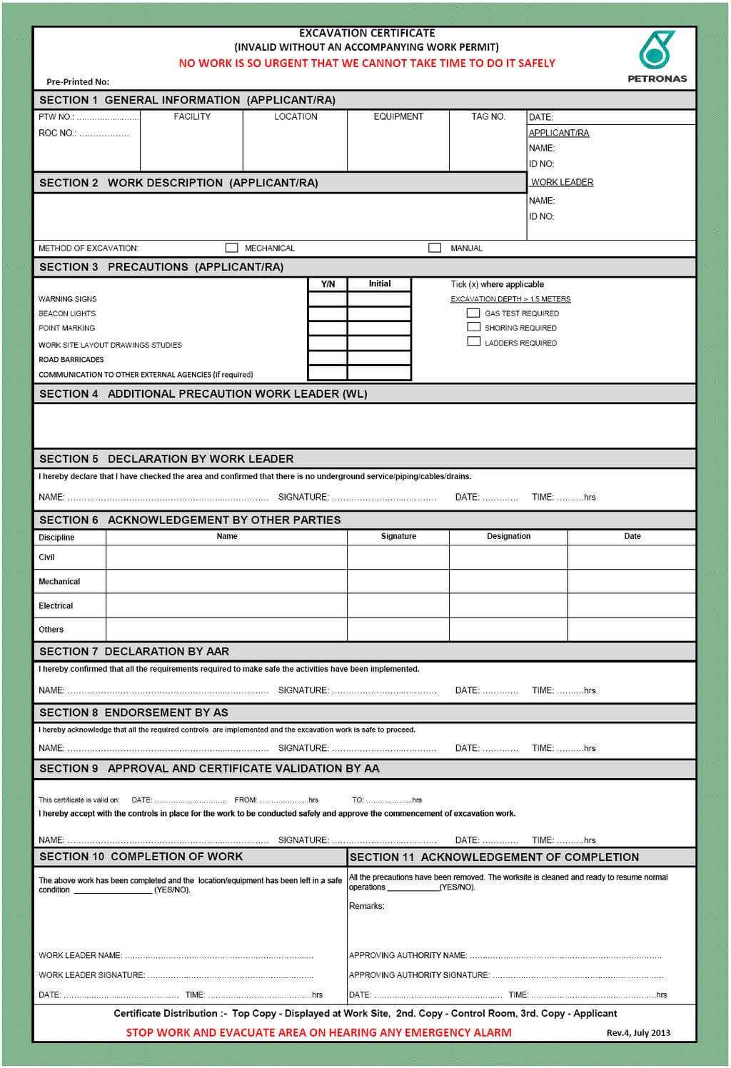 Petronas Carigali Permit To Work Procedure Petronas Carigali Regarding Electrical Isolation Certificate Template