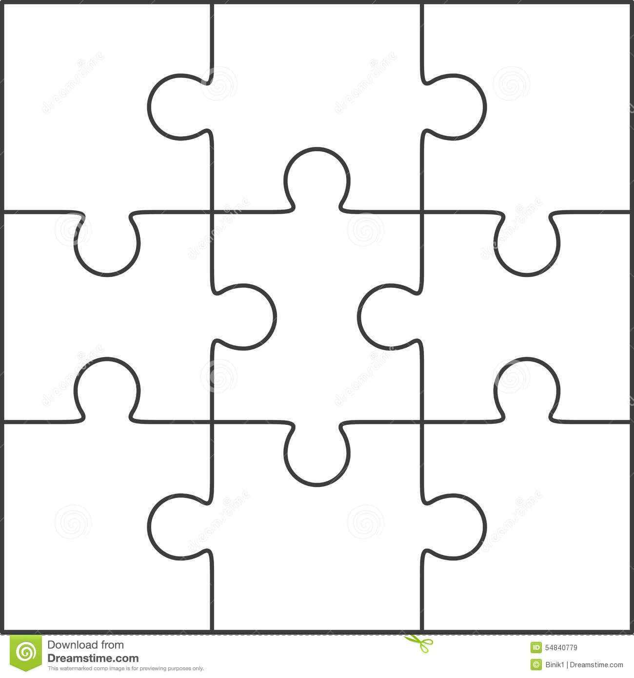 Photo About Jigsaw Puzzle , Blank Simple Template 3X3 In Blank Jigsaw Piece Template