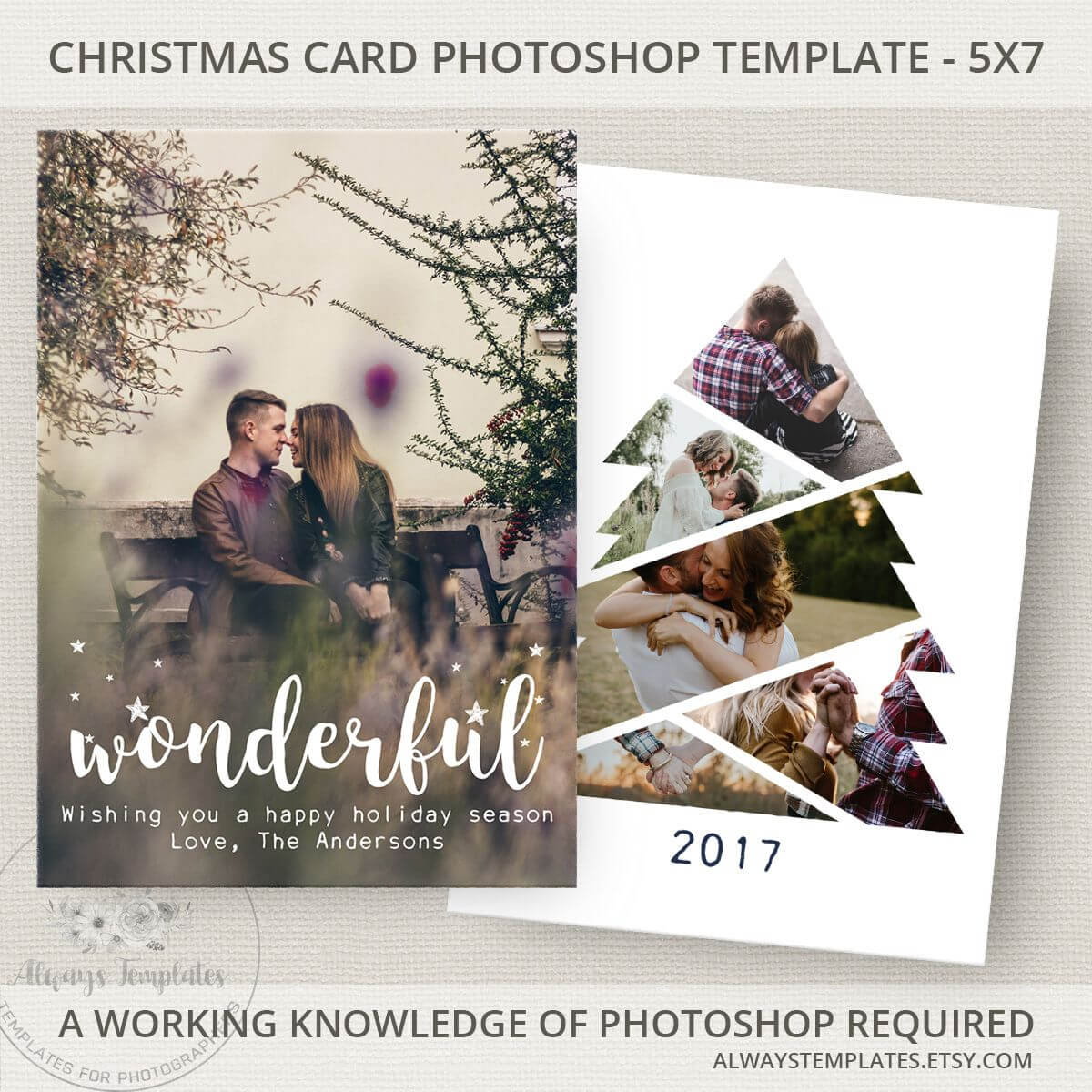 Photo Christmas Card Template, Christmas Tree Card Template With Holiday Card Templates For Photographers