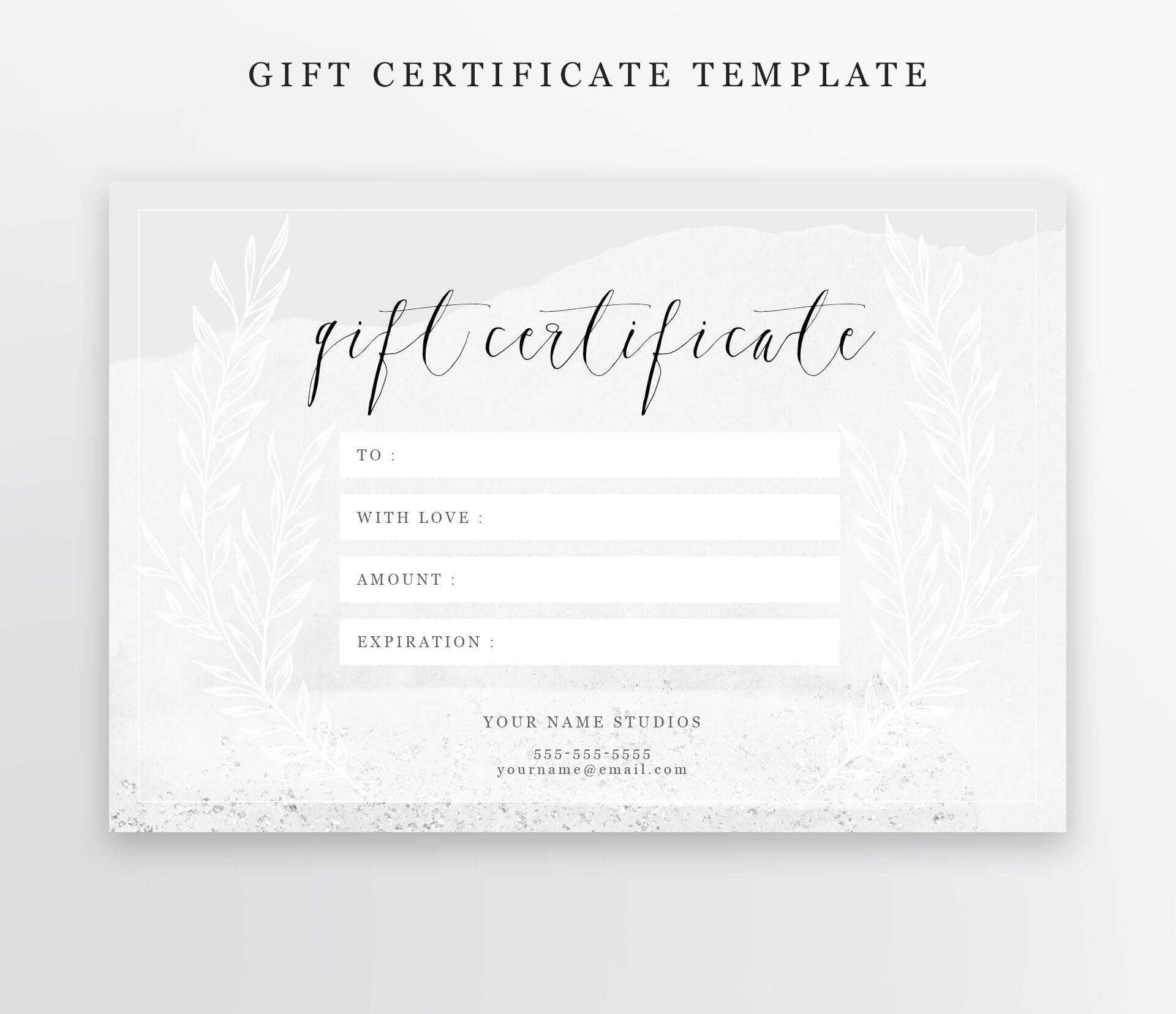 Photography Gift Certificate Template – Psd 4X6 – Editable – Instant  Download – Gift Card – Photographer Regarding Photoshoot Gift Certificate Template