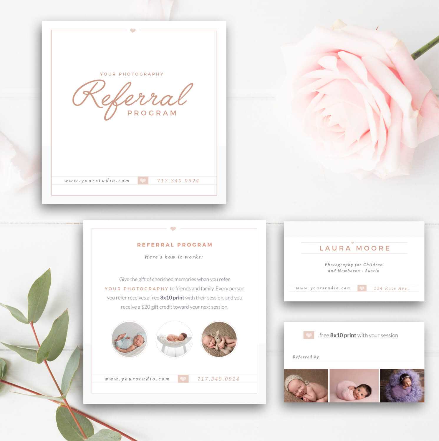 Photography Referral Card, Photoshop Template, Referral Program, Tell A  Friend, Photographer Templates – Instant Download! Regarding Photography Referral Card Templates