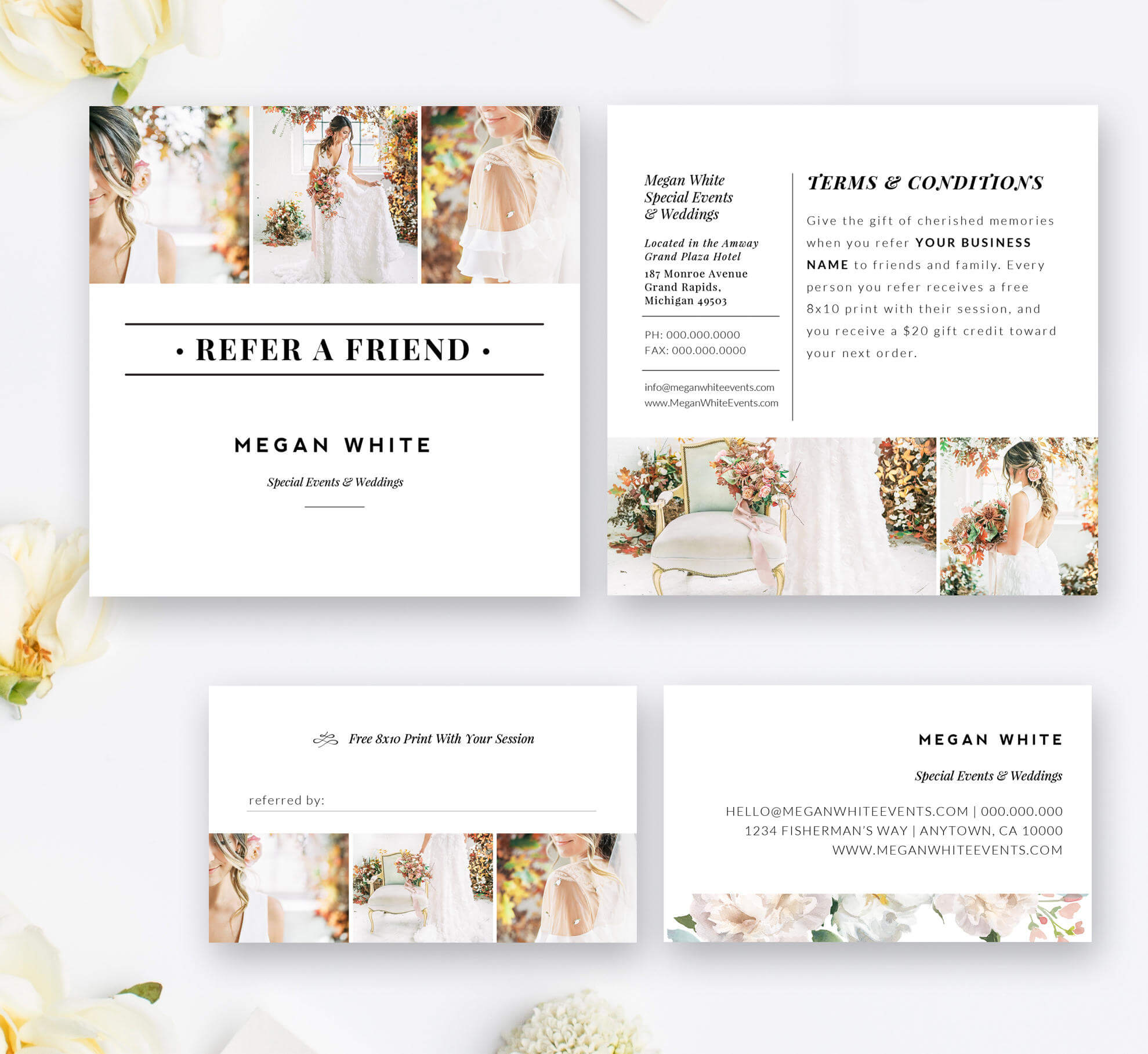 Photography Referral Card Template, Wedding Planner Referral Program,  Photoshop Templates, Instant Download! Intended For Referral Card Template