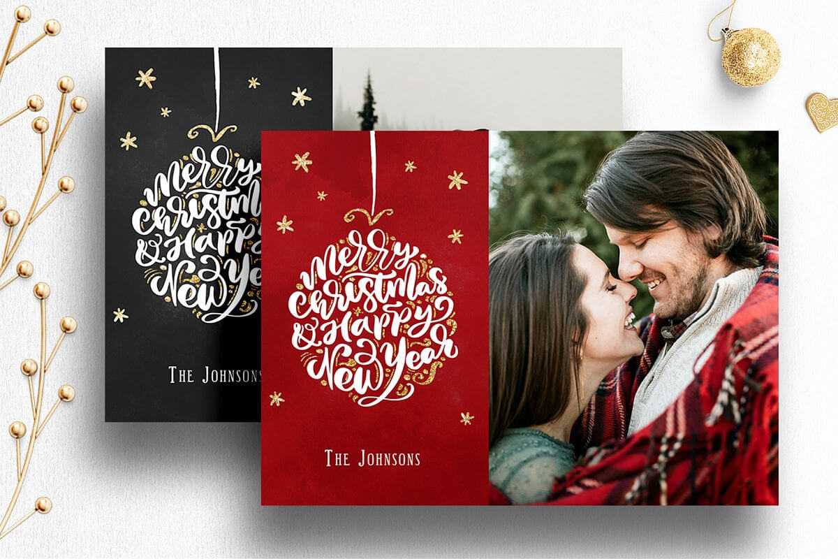 Photoshop Christmas Card Template For Photographers - 012 For Holiday Card Templates For Photographers