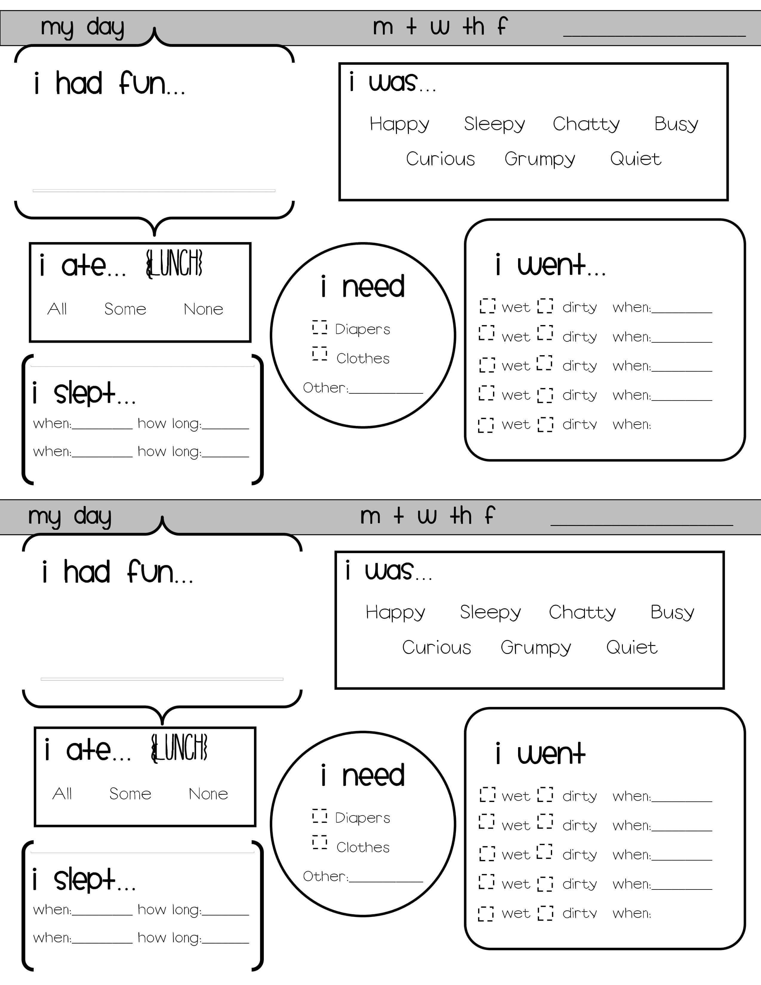 Pincelia Takahashi On Ps Learning: Daily Communication Inside Preschool Weekly Report Template