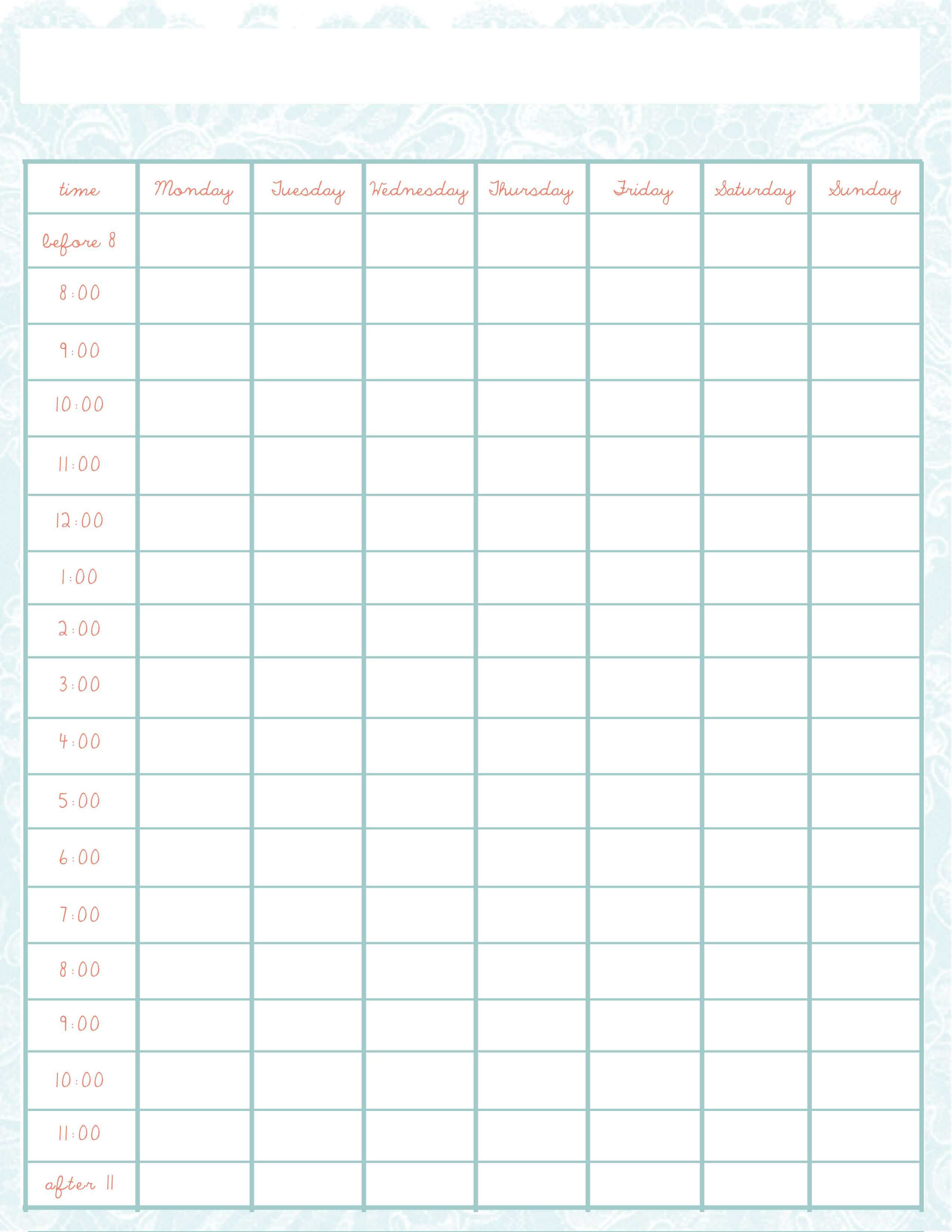 Pindonna Garbett On Organization | Daily Schedule Pertaining To Blank Revision Timetable Template