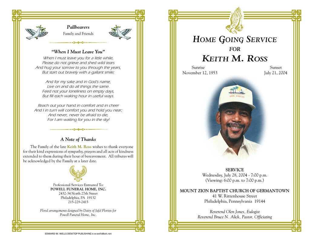 Pineva On Eva Williams | Funeral Program Template Free In Memorial Brochure Template