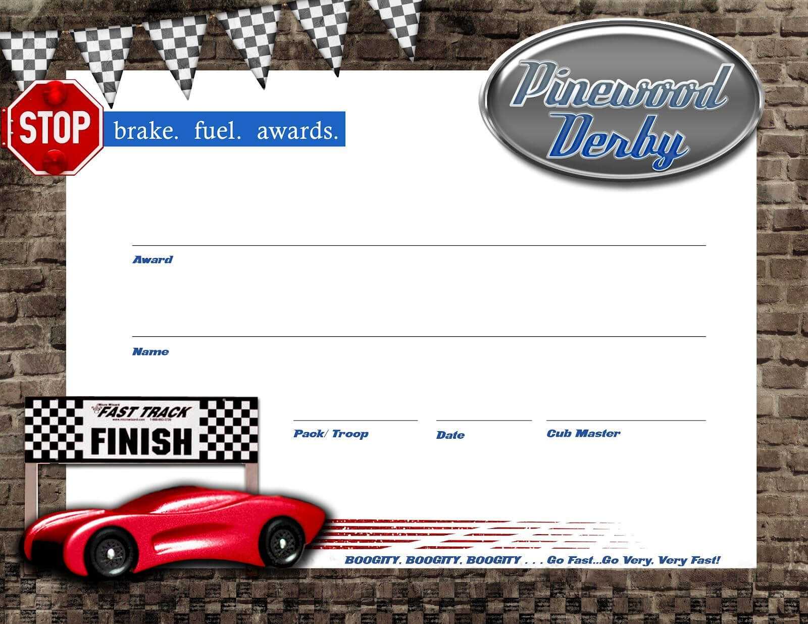 Pinewood Derby Certificate - Free Download + Lanyards | Boy Intended For Pinewood Derby Certificate Template