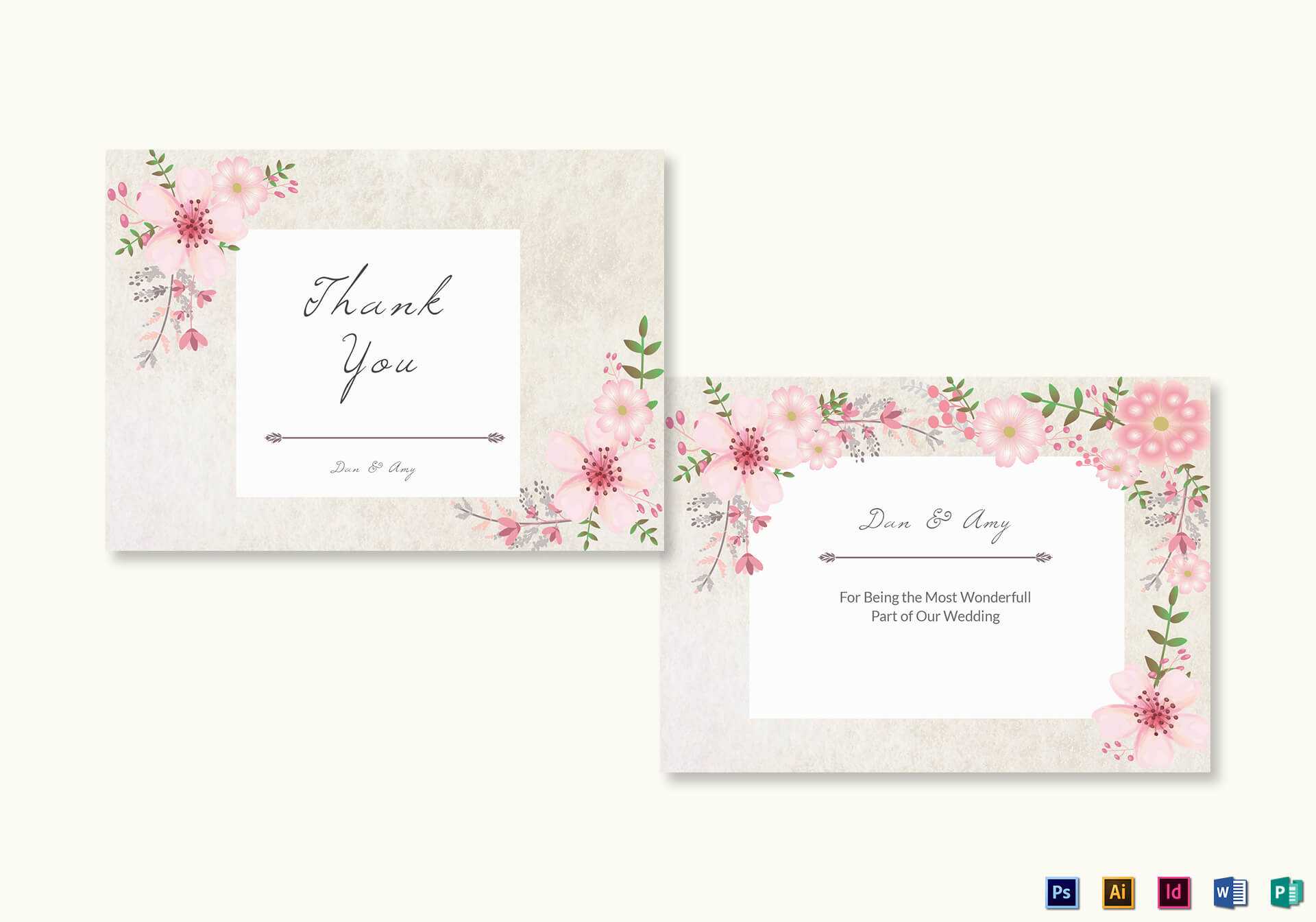 Pink Floral Thank You Card Template For Thank You Card Template Word