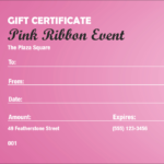 Pink Ribbon Gift Certificate Pertaining To Pink Gift Certificate Template